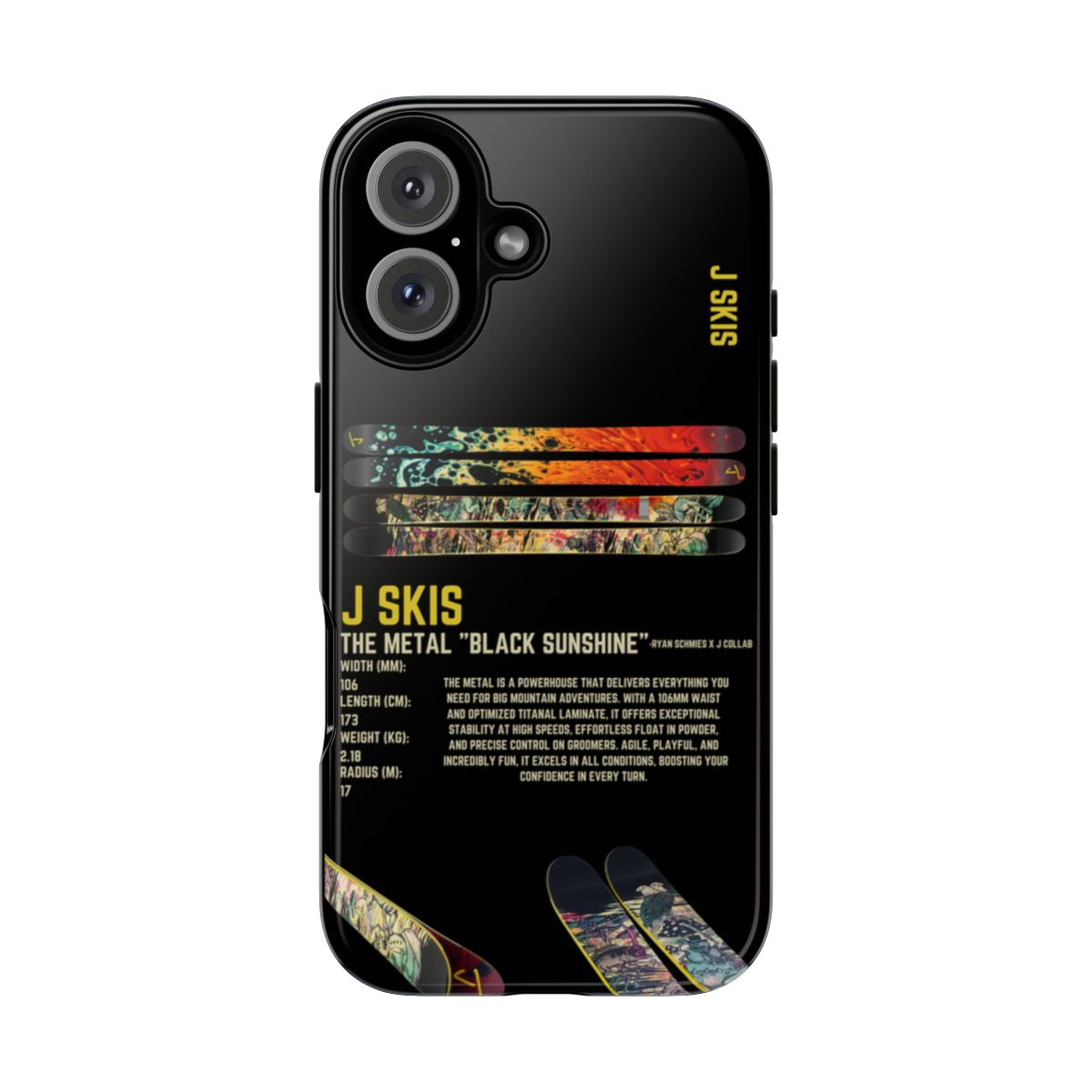 J Skis The Metal Black Sunshine Phone Case